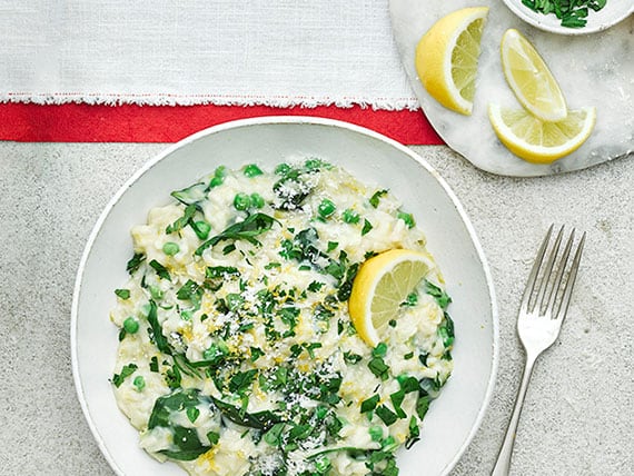 Leek, Pea and Spinach Risotto